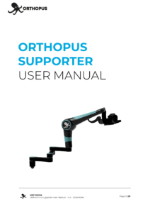 Photo de couverture du manuel d'utilisation de l'ORTHOPUS Supporter en anglais avec en image l'aide technique robotique.