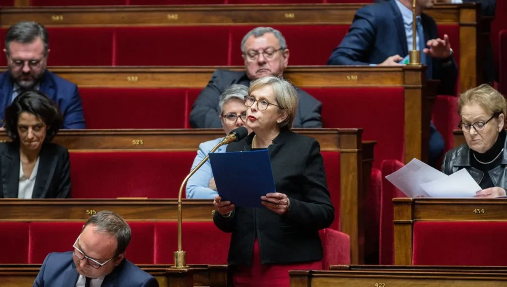 Annie Vidal à l'Assemblée nationale prenant la parole